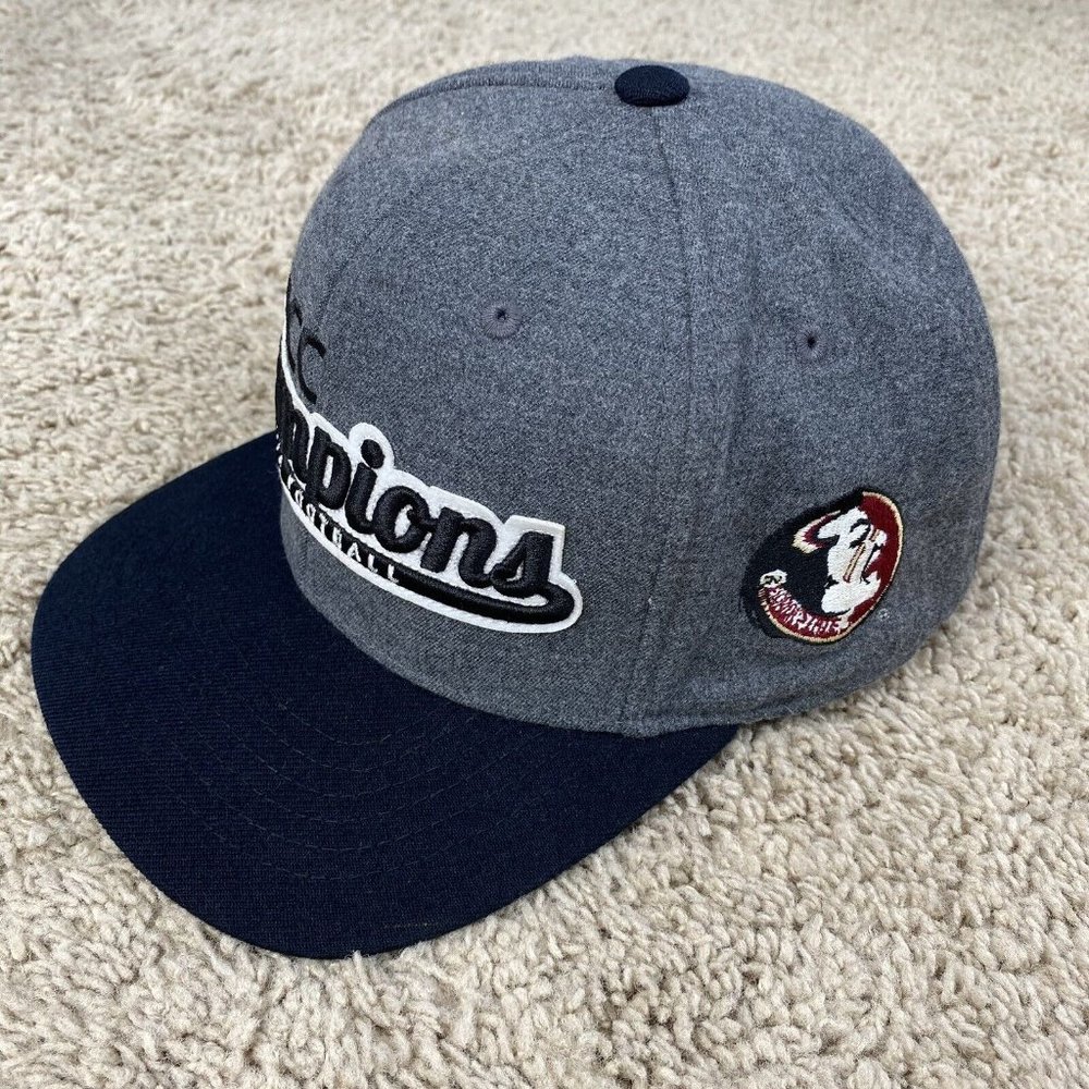 TOW FSU Seminoles 2012 ACC Football Champs Snapback Hat Gray Black Trucker Cap - Picture 3 of 8